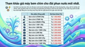 Tham khảo giá máy bơm chìm cho đài phun nước mới nhất.