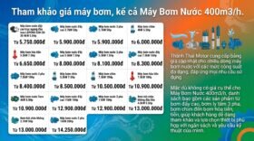 Tham khảo giá máy bơm, kể cả Máy Bơm Nước 400m3/h.