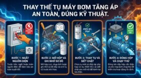 Thay thế tụ máy bơm tăng áp an toàn, đúng kỹ thuật.