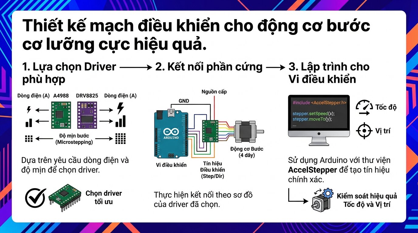 Thiết kế mạch điều khiển cho động cơ bước lưỡng cực hiệu quả.