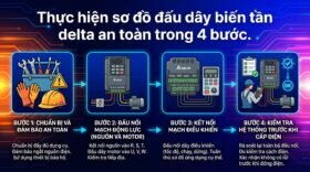 Thực hiện sơ đồ đấu dây biến tần delta an toàn trong 4 bước.