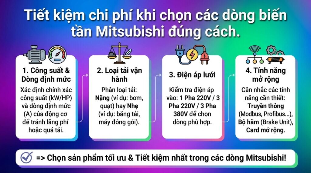 Tiết kiệm chi phí khi chọn các dòng biến tần Mitsubishi đúng cách.