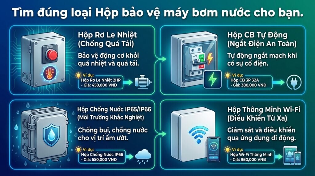 Tìm đúng loại Hộp bảo vệ máy bơm nước cho bạn.