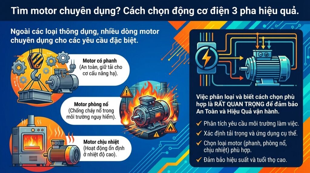 Tìm motor chuyên dụng? Cách chọn động cơ điện 3 pha hiệu quả.