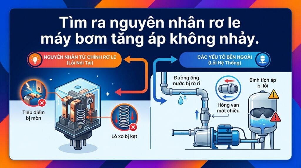 Tìm ra nguyên nhân rơ le máy bơm tăng áp không nhảy.