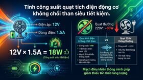 Tính công suất quạt tích điện động cơ không chổi than siêu tiết kiệm.