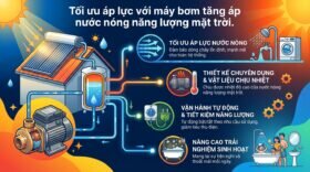 Tối ưu áp lực với máy bơm tăng áp nước nóng năng lượng mặt trời.