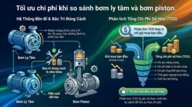 Tối ưu chi phí khi so sánh bơm ly tâm và bơm piston.