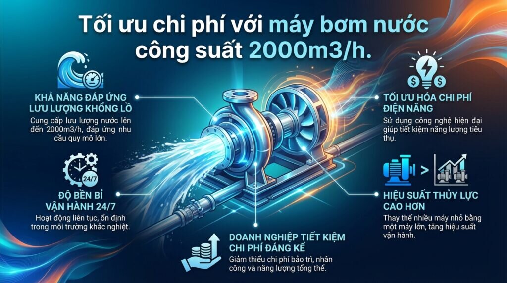 Tối ưu chi phí với máy bơm nước công suất 2000m3/h.
