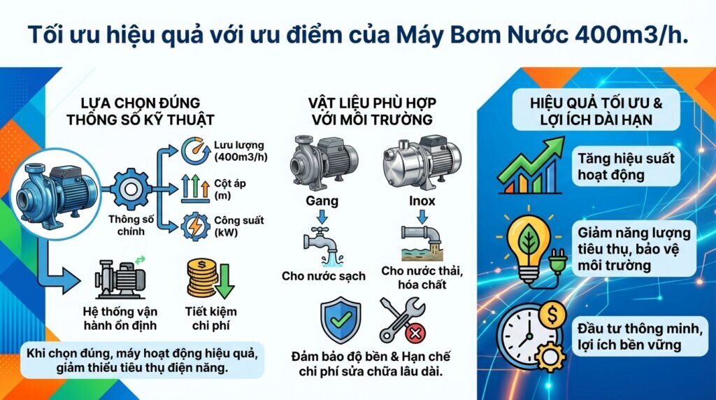 Tối ưu hiệu quả với ưu điểm của Máy Bơm Nước 400m3/h.