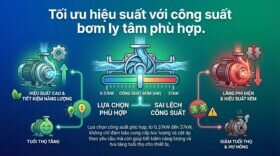 Tối ưu hiệu suất với công suất bơm ly tâm phù hợp.