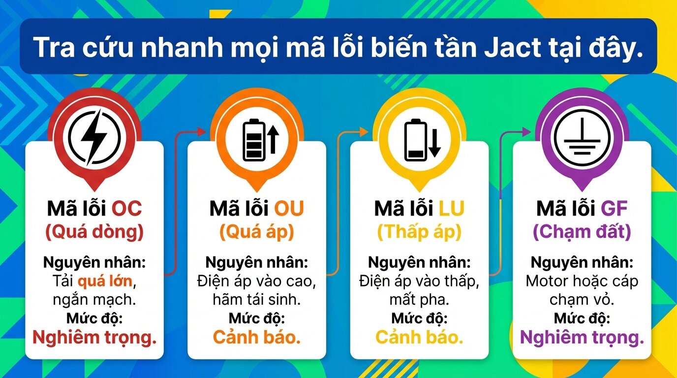 Tra cứu nhanh mọi mã lỗi biến tần Jact tại đây.