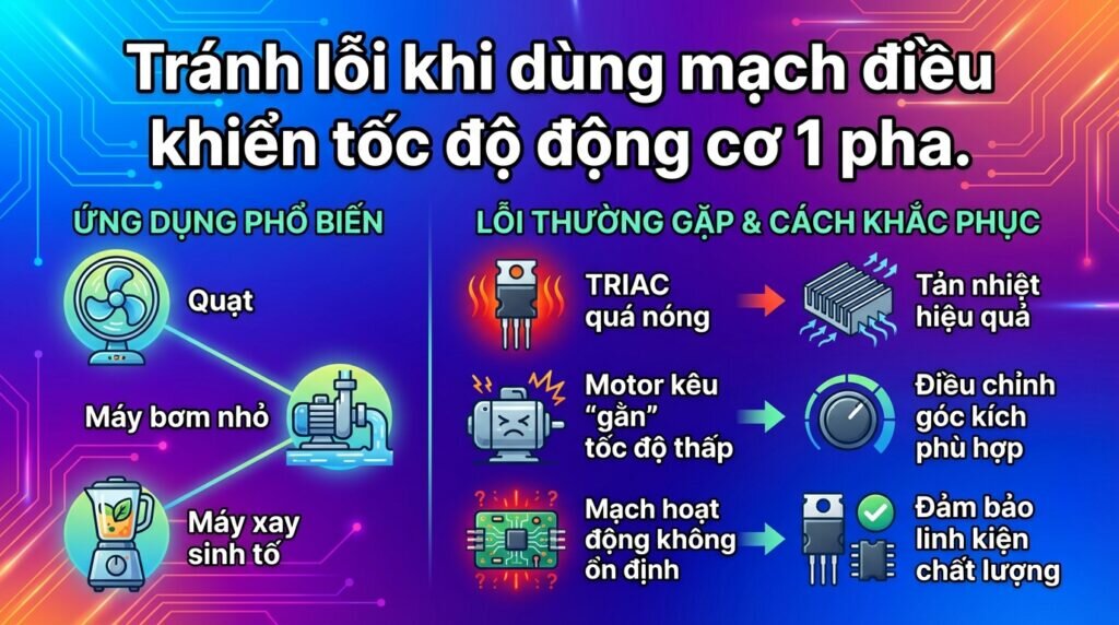 Tránh lỗi khi dùng mạch điều khiển tốc độ động cơ 1 pha.