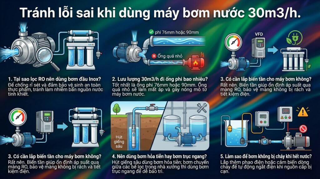 Tránh lỗi sai khi dùng máy bơm nước 30m3/h.