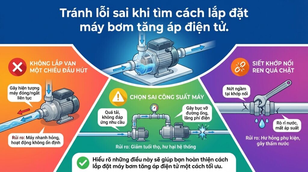 Tránh lỗi sai khi tìm cách lắp đặt máy bơm tăng áp điện tử.