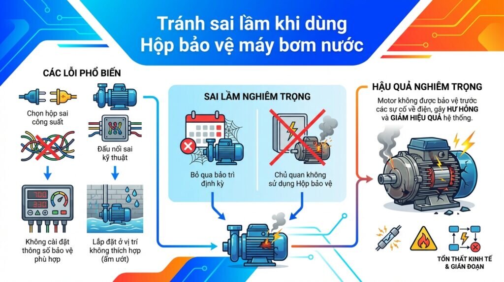 Tránh sai lầm khi dùng Hộp bảo vệ máy bơm nước.