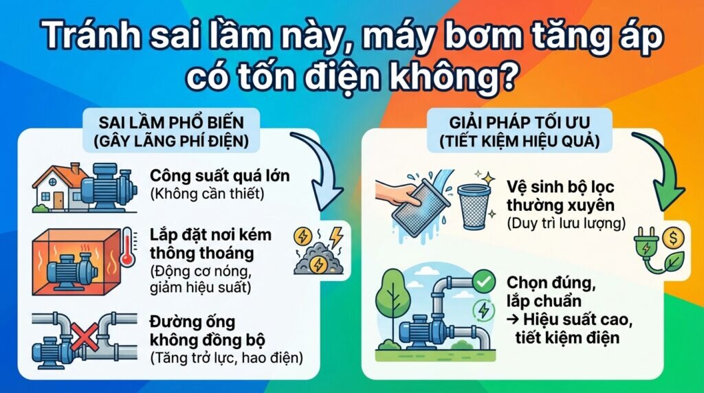 Tránh sai lầm này, máy bơm tăng áp có tốn điện không?