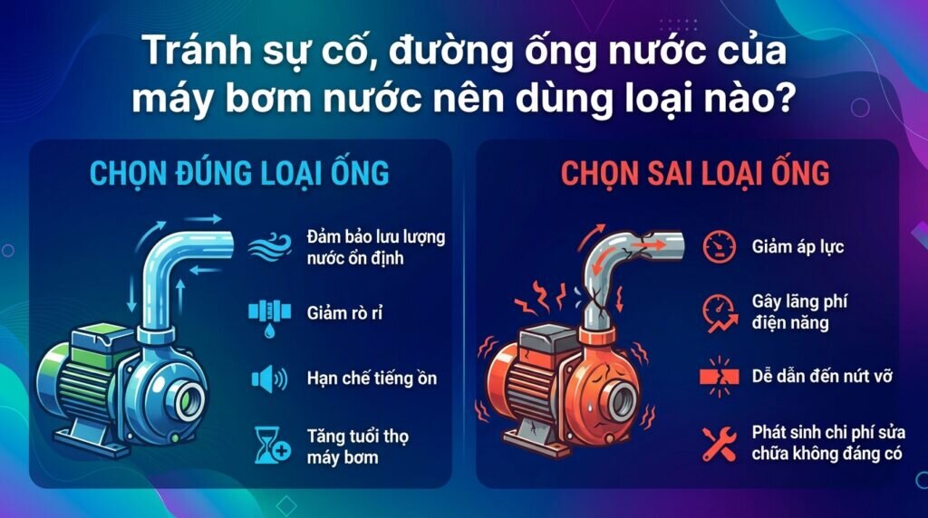 Tránh sự cố, đường ống nước của máy bơm nước nên dùng loại nào?