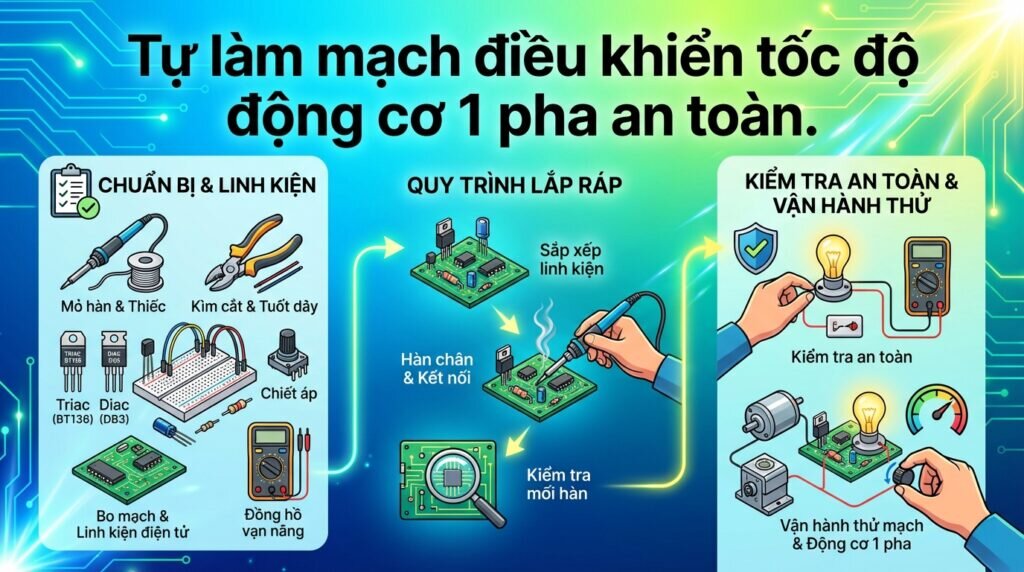 Tự làm mạch điều khiển tốc độ động cơ 1 pha an toàn.