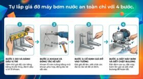 Tự lắp giá đỡ máy bơm nước an toàn chỉ với 4 bước.