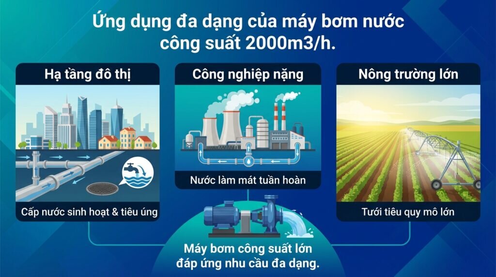 Ứng dụng đa dạng của máy bơm nước công suất 2000m3/h.