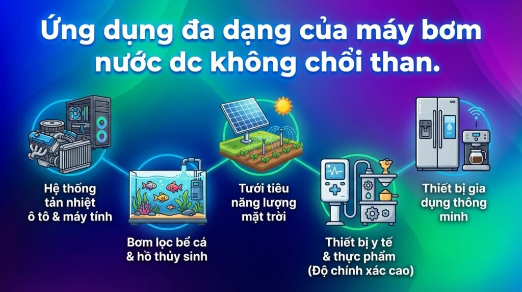 Ứng dụng đa dạng của máy bơm nước dc không chổi than.