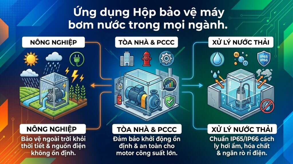 Ứng dụng Hộp bảo vệ máy bơm nước trong mọi ngành.