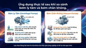 Ứng dụng thực tế sau khi so sánh bơm ly tâm và bơm chân không.