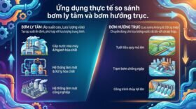 Ứng dụng thực tế so sánh bơm ly tâm và bơm hướng trục.