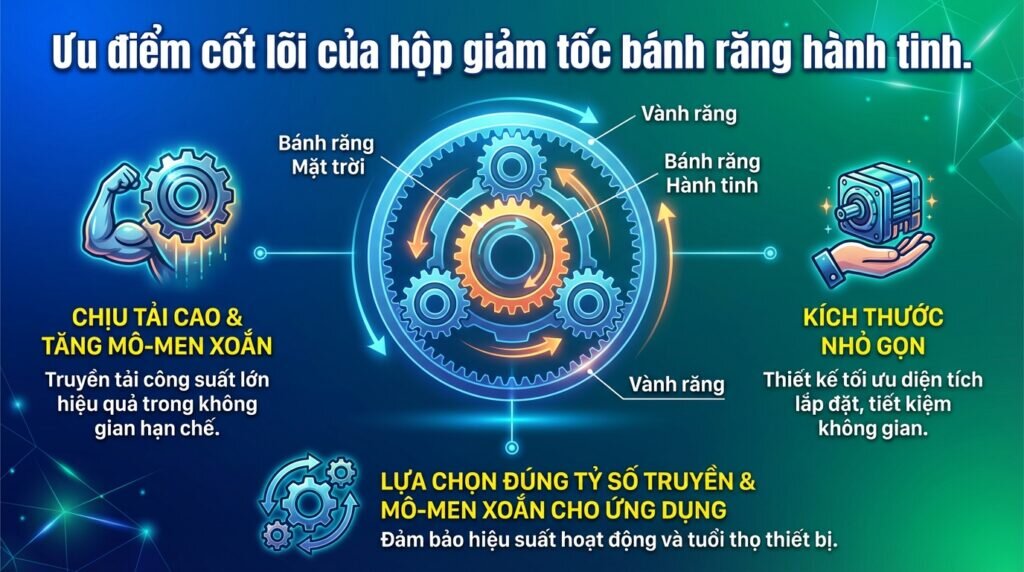 Ưu điểm cốt lõi của hộp giảm tốc bánh răng hành tinh.