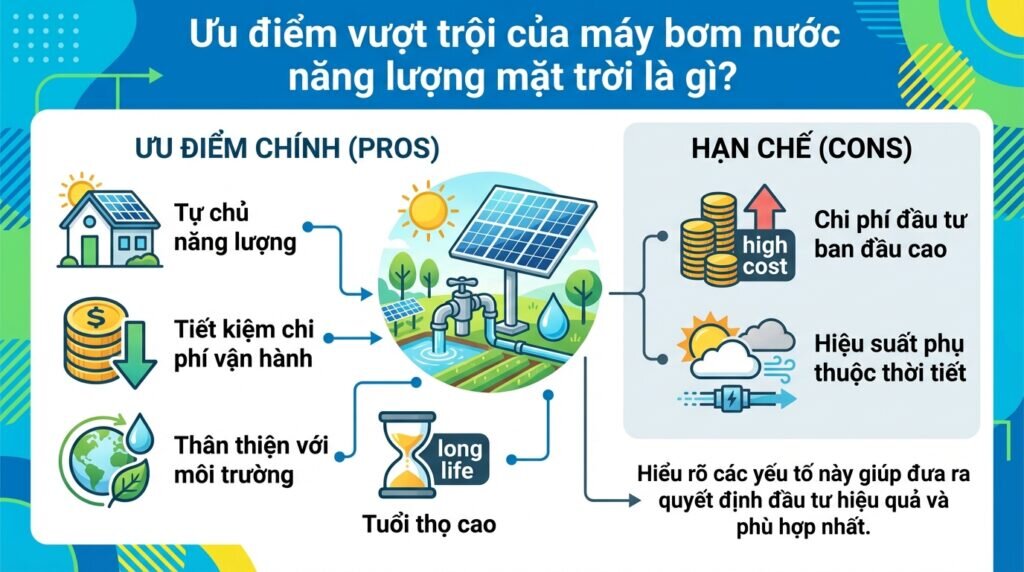 Ưu điểm vượt trội của máy bơm nước năng lượng mặt trời là gì?