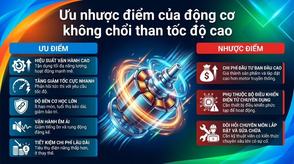 Ưu nhược điểm của động cơ không chổi than tốc độ cao.