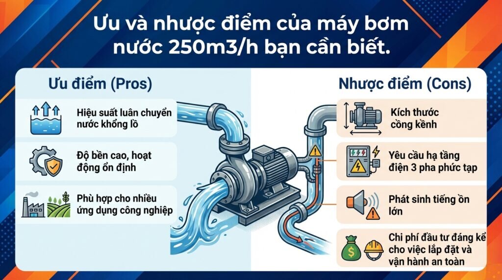 Ưu và nhược điểm của máy bơm nước 250m3/h bạn cần biết.