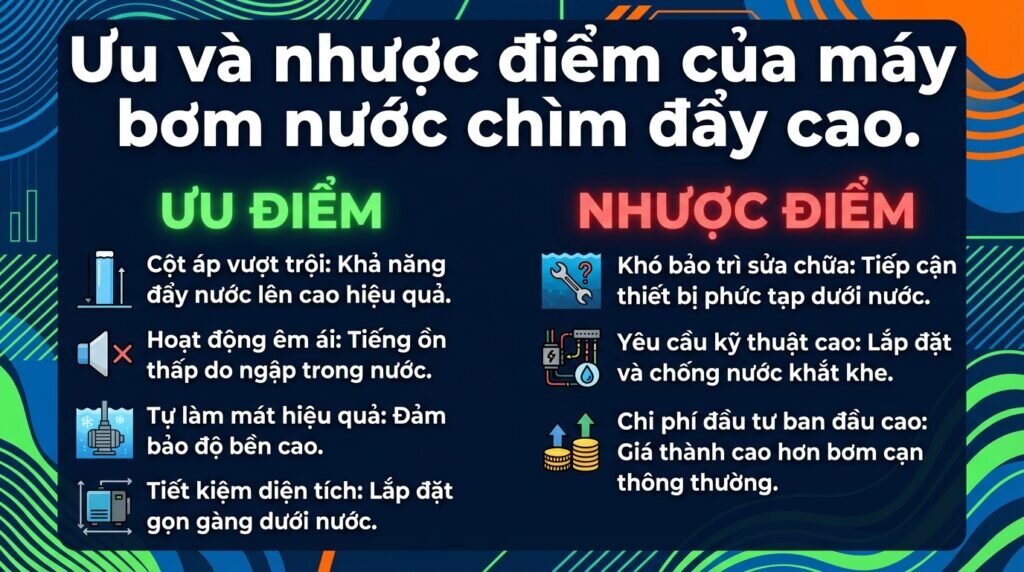 Ưu và nhược điểm của máy bơm nước chìm đẩy cao.