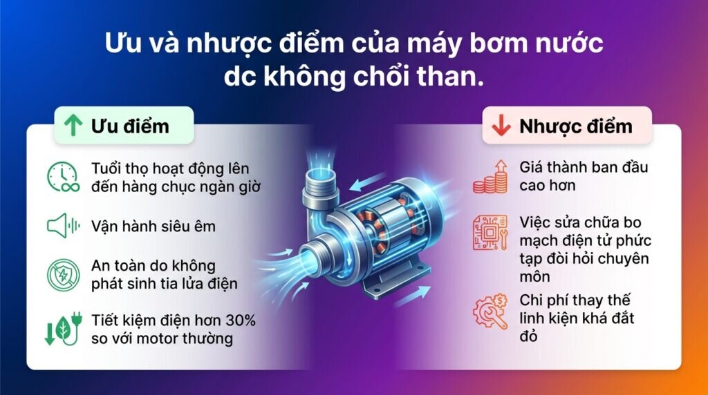 Ưu và nhược điểm của máy bơm nước dc không chổi than.
