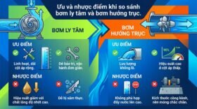 Ưu và nhược điểm khi so sánh bơm ly tâm và bơm hướng trục.