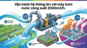 Vận hành hệ thống lớn với máy bơm nước công suất 2000m3/h.