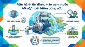Vận hành ổn định, máy bơm nước 40m3/h tiết kiệm công sức.
