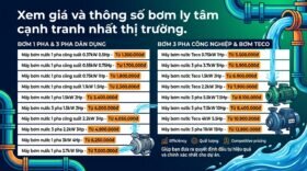 Xem giá và thông số bơm ly tâm cạnh tranh nhất thị trường.