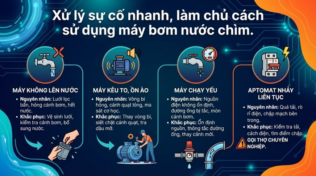 Xử lý sự cố nhanh, làm chủ cách sử dụng máy bơm nước chìm.