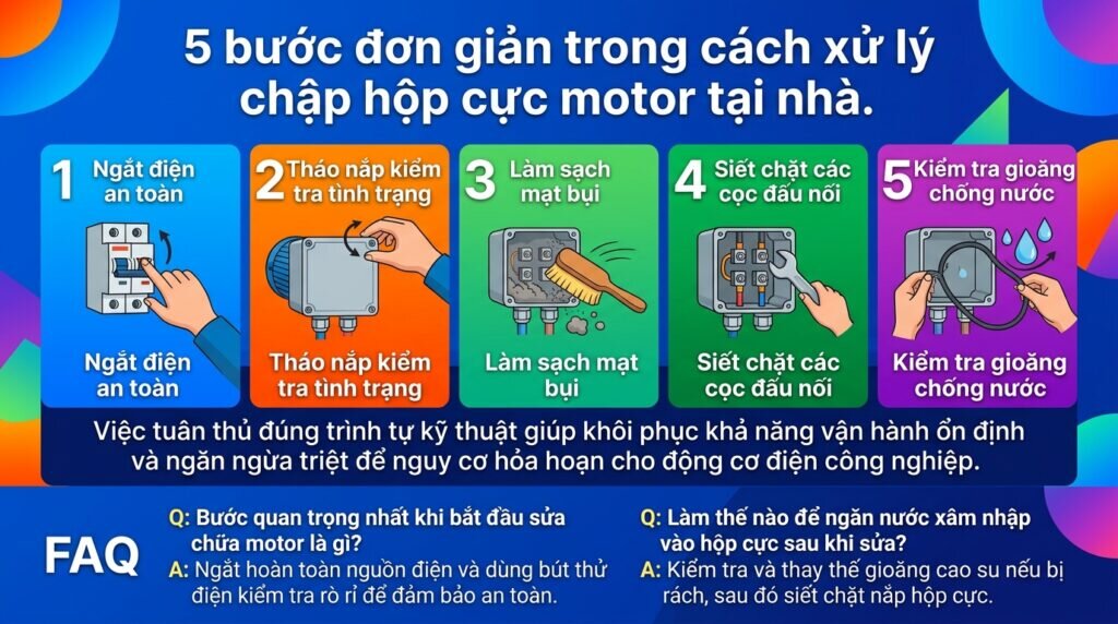 5 bước đơn giản trong cách xử lý chập hộp cực motor tại nhà.