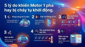 5 lý do khiến Motor 1 pha hay bị cháy tụ khởi động.