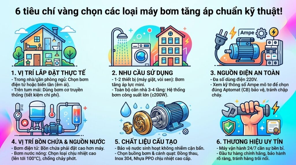 6 tiêu chí vàng chọn các loại máy bơm tăng áp chuẩn kỹ thuật!
