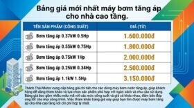 Bảng giá mới nhất máy bơm tăng áp cho nhà cao tầng.