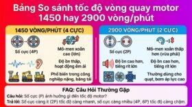 Bảng So sánh tốc độ vòng quay motor 1450 hay 2900 vòng/phút