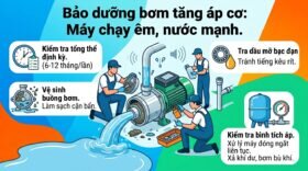 Bảo dưỡng bơm tăng áp cơ: Máy chạy êm, nước mạnh.