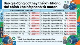 Báo giá động cơ thay thế khi không thể chỉnh khe hở phanh từ motor.