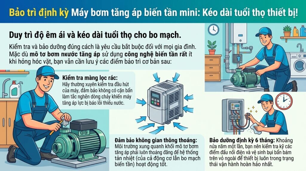 Bảo trì định kỳ Máy bơm tăng áp biến tần mini: Kéo dài tuổi thọ thiết bị!