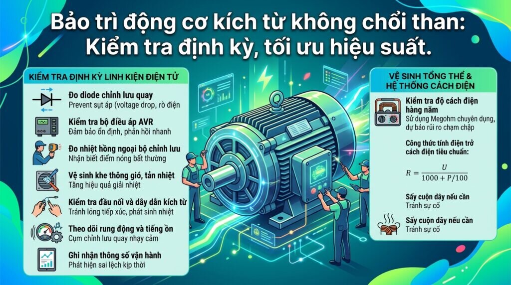 Bảo trì động cơ kích từ không chổi than: Kiểm tra định kỳ, tối ưu hiệu suất.