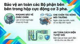 Bảo vệ an toàn các Bộ phận bên trong hộp cực động cơ 3 pha.
